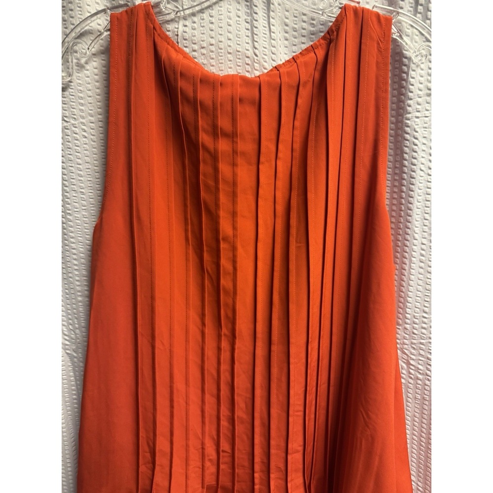 Lauren Ralph Lauren Pleated Red Orange Sleeveless Shift Dress 14P Lined - Picture 10 of 10